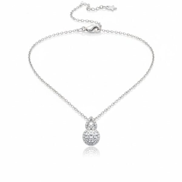 Collier argent hollow rond D pendantif 1ct moissanite