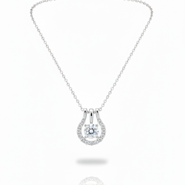 Collier argent cheval two D 1ct moissanite