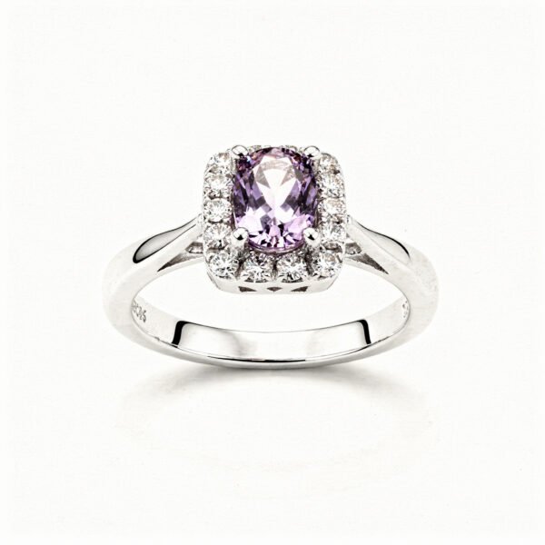 Bague argent 925 vintage celebrity square violet
