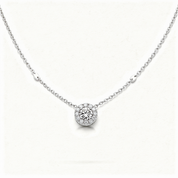 Collier argent style long D 0,24ct moissanite
