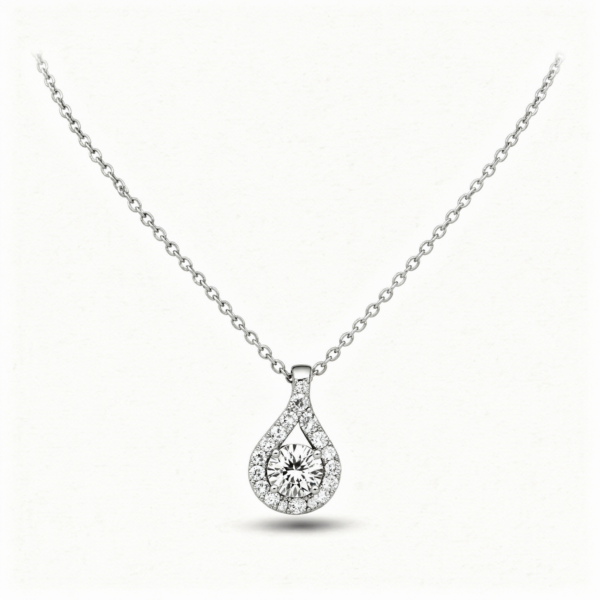Collier argent petite goutte d'eau d 6,5mm moissanite
