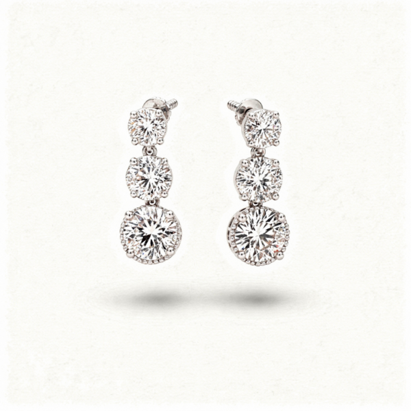 Boucle d'oreille argent rond bag lock closure 0,3 ct moissanite