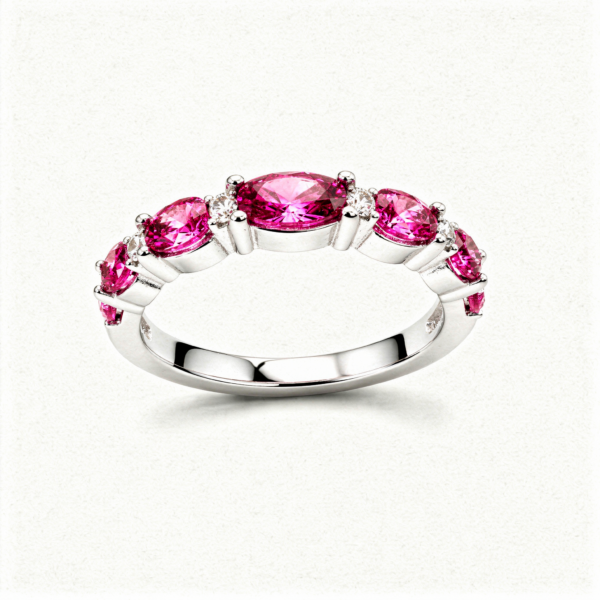 Bague argent 925 colorée rouge zirconium