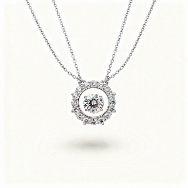 Collier argent vvsD moissanite 2 rond