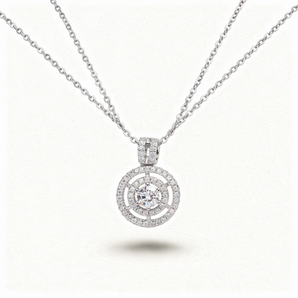 Collier argent disque rond 5mm 0,5 ct moissanite