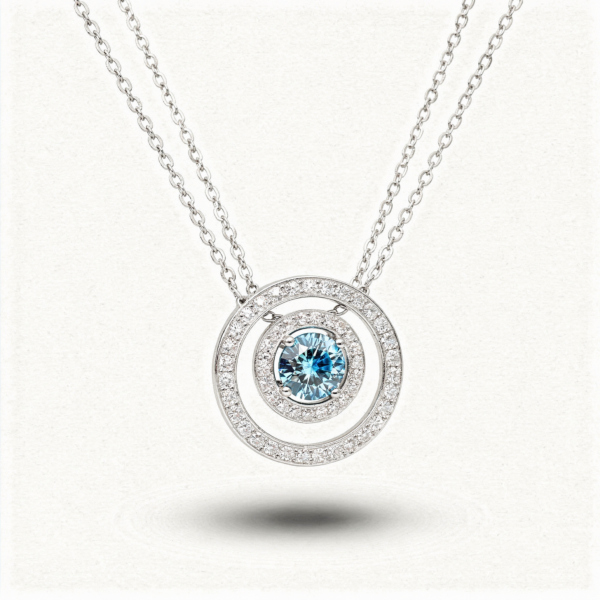 Collier argent globe bleu avec Cert 1ct