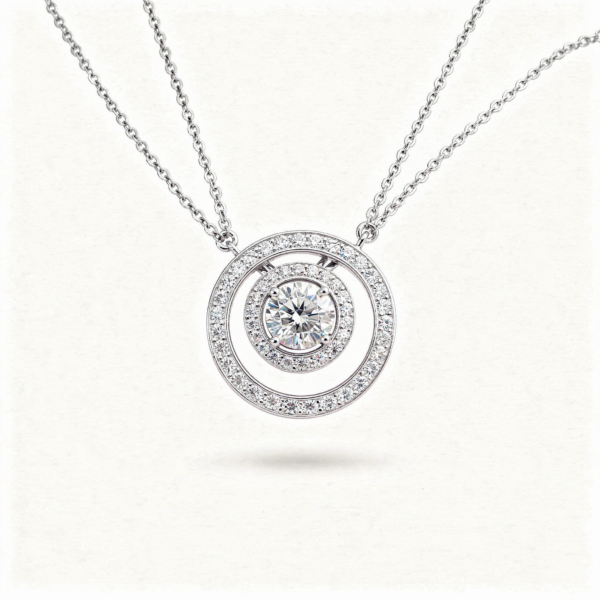 Collier argent globe blanc 1ct zirconium