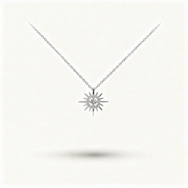 Collier argent soleil double 0,5 ct